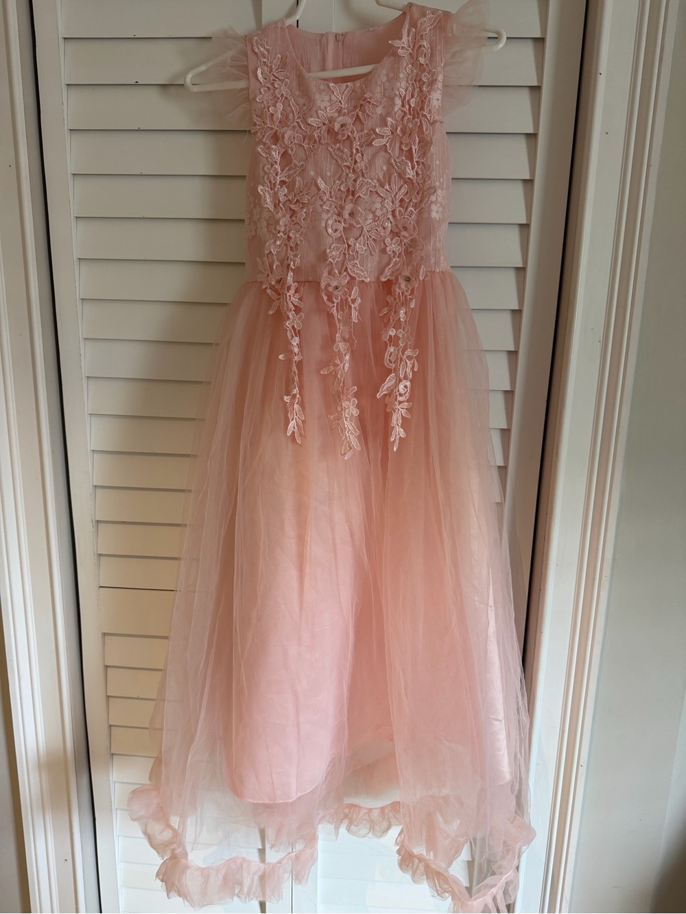 Glinda, Girls' Pink Floral Lace Tulle Dress